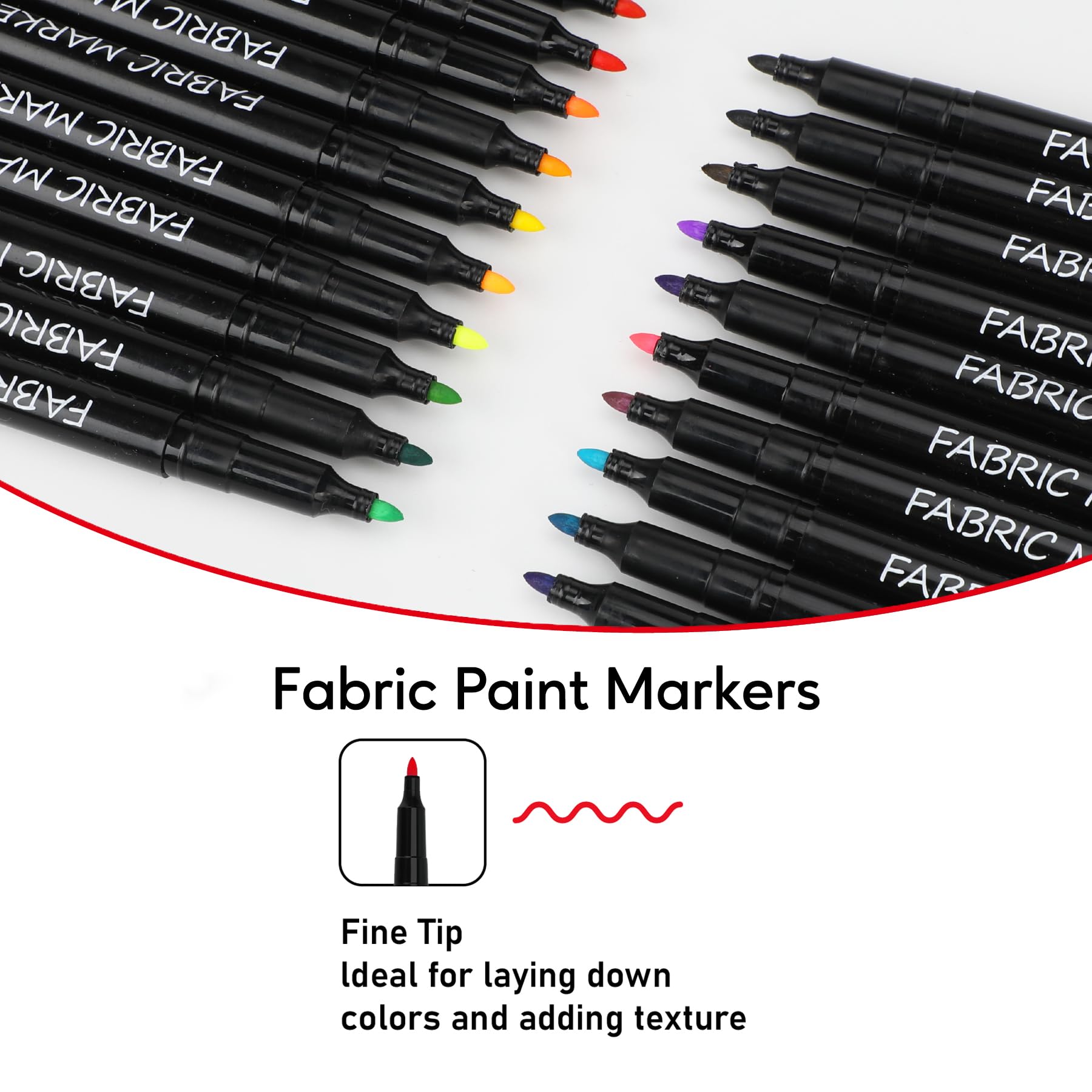 Fabric Markers Permanent for Clothes, 20 Colors Fine Tips Paint Pens for Clothing Canvas Tote Bags T-Shirt and Shoes, Non Toxic Ink for Kids and Adults
