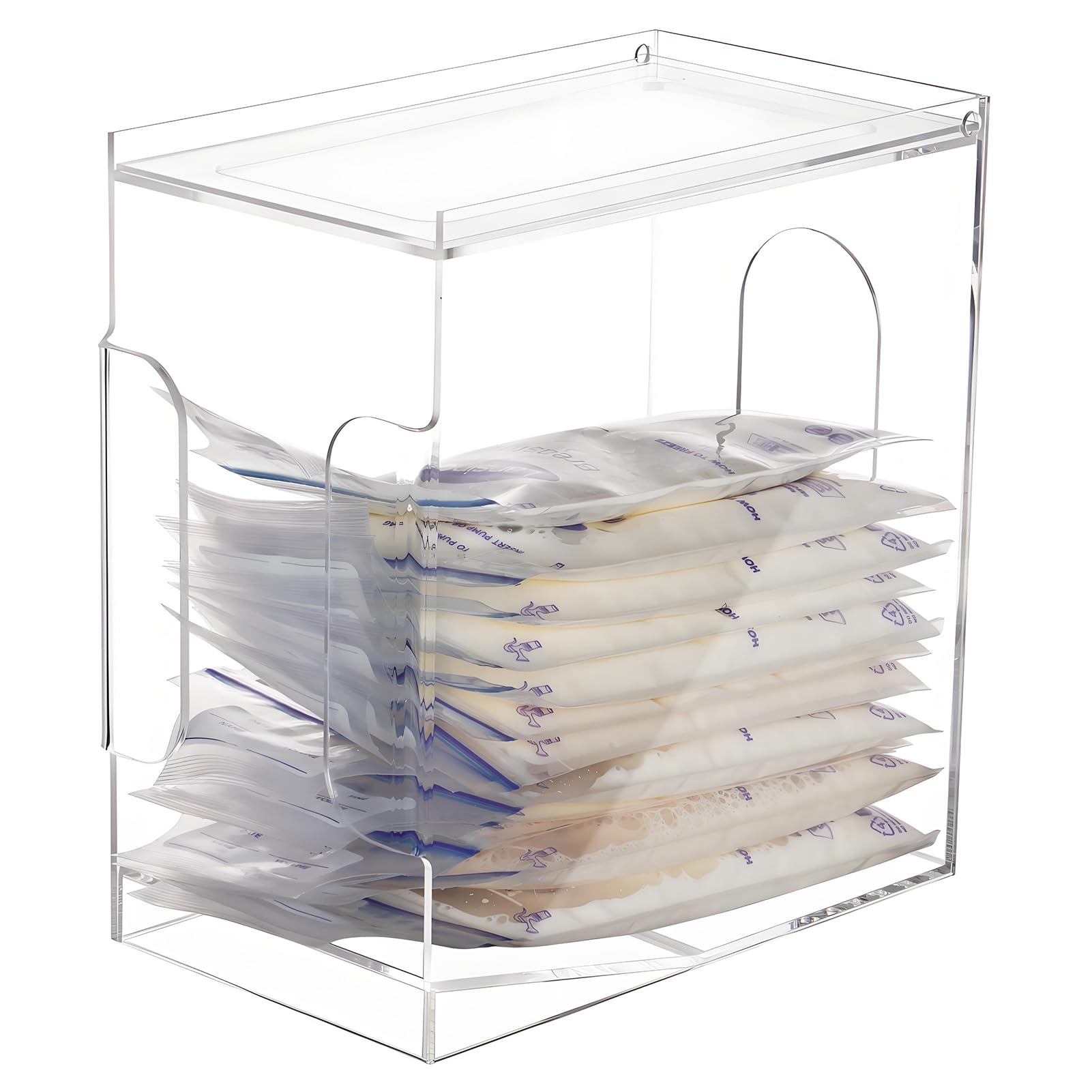 KOEMEHR Breast Milk Storage Bags Freezer Organiser, Breast Milk Storage Tower for Breast Milk Storage Bags Breastmilk Storage Containers - Holds Up to 60 oz, Transparent