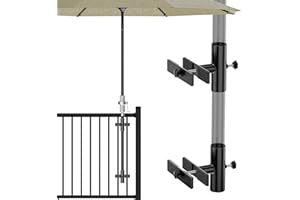 HAPPYGATE Patio Umbrella Stand for Deck Railing, Adjustable Patio Umbrella Holder Outdoor Umbrella Base, Fixed Clip Umbrella 