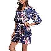 Women's Floral Silk Kimono Robes Bridesmaid Satin Robes Wedding Party Sleepwear