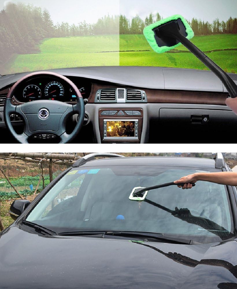 Hewnda Auto Glass Cleaner Wiper ，Cleaning Brush Household Glass Cleaner ，2 Washable Microfiber Cover 30ML Spray Bottles (1Set): Home & Kitchen