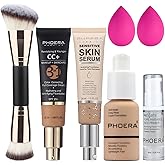 PHOERA Foundation Full Coverage,PHOERA CC+ Cream,2024 New PHOERA Foundation Makeup for Mature Skin, Wrinkles Matte Natural Finish,Primer (104+140CC+N03/ Buff Beige)