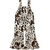 Toddler Baby Girl Cowgirl Outfit Cow Print Overalls Bell Bottom Jumpsuit Suspender Romper Pants Western Clothes