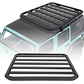 CALLIERT 1/2 Half Roof Rack for 07-18 Jeep Wrangler JK JKU, Aluminum Cargo Basket 400lb Capacity Luggage Rooftop Storage