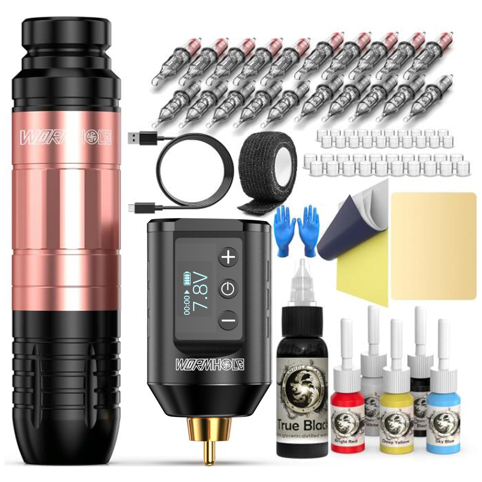 Photo 1 of Wormhole Tattoo Gun Kit, Wireless Tattoo Machine Kit Complete Tattoo Kit Rechargeable Cordless Tattoo Power Supply Portable 1500mAh with LED Digital Display for Beginner and Tattoo Artist WTK260