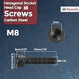 Kozelo 10pcs M8-1.25x30mm Hex Socket Head Cap Screws Alloy Steel 12.9 Black view 2