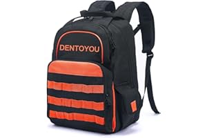DENTOYOU Tool-Backpack Heavy-Duty Electrician-Backpack Construction-Hvac Bag - Multi Tools Bag for Jobsite Techs Work with Pocket Orange