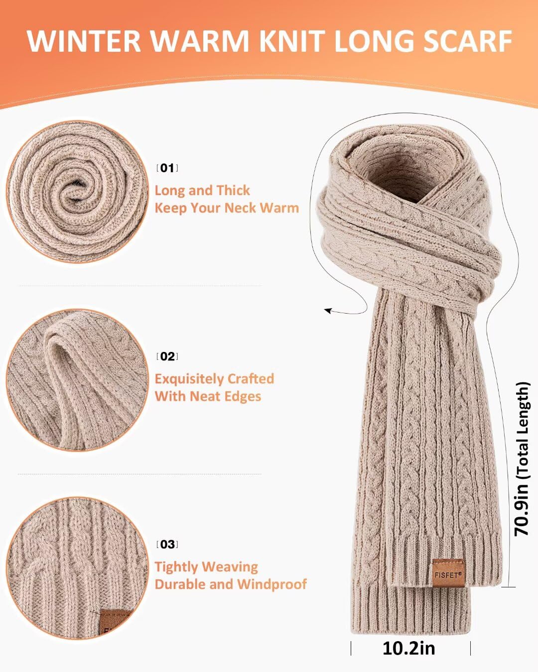 FISFET Winter Beanie Hat Scarf Gloves Set for Women, Pom Pom Beanie Fleece Lined Knit Neck Warmer Touchscreen Gloves 3 in 1 Gift Set