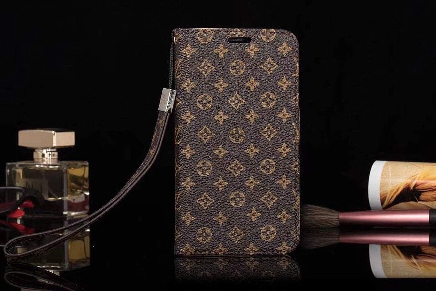 jiehao Samsung Galaxy Note 8 Case, Vintage Elegant Luxury Small Monogram Flower Pattern Leather Wallet Case Wrist Strap Flip Cover with Card Slots Protective Phone Case for Galaxy Note 8 6.3", Brown
