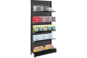 Eastern Tree Pegboard Display Stand, 3x6.5 Feet Gondola Retail Shelving Wall Display for Convenient Grocery Office Supply or Retail Stores, Standing Peg Board Display Rack with 20 Hooks