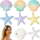 Juexica 8 Pieces Starfish Shell Hair Clip Beach Halloween Mermaid Costume Accessories Resin Seashell Seastar Hair Clip Christmas Gifts for Women
