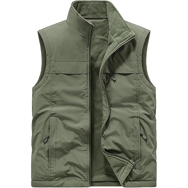 Reversible Fleece Lined Men's Vest, Full Zip, Sleeveless Jacket