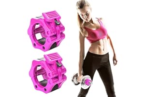 Barbell Clamps Olympic Bar Barbells Collar Clips, Quick Release Secure Latch for Weightlifting Training, Pair of 2 Inch
