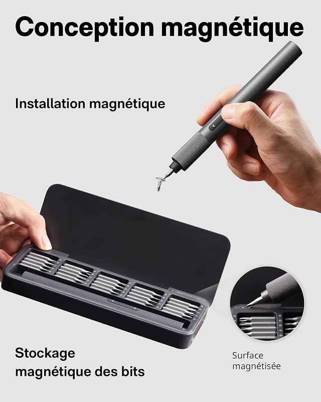 Tournevis Électrique Mini 25 en 1, 3.7V USB-C Magnétique Kit Précision