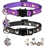 2PCS Breakaway Cats Collars with Bell Moons Stars Adjustable Kitten Collars with Pendant Glow in The Dark