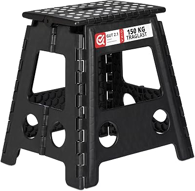 Banquinho Dobrável, Portátil, Degrau de Casa de Banho, para Crianças ou Viagens, Resiste até 150 kg, 39 x 39 x 32 cm, Preto
