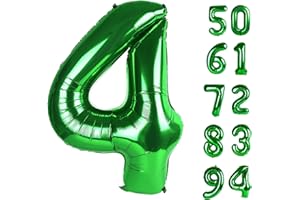 IWERP Green 4 Balloon, 40 Inch, Number Balloons, Birthday Decorations, Unisex, All Ages