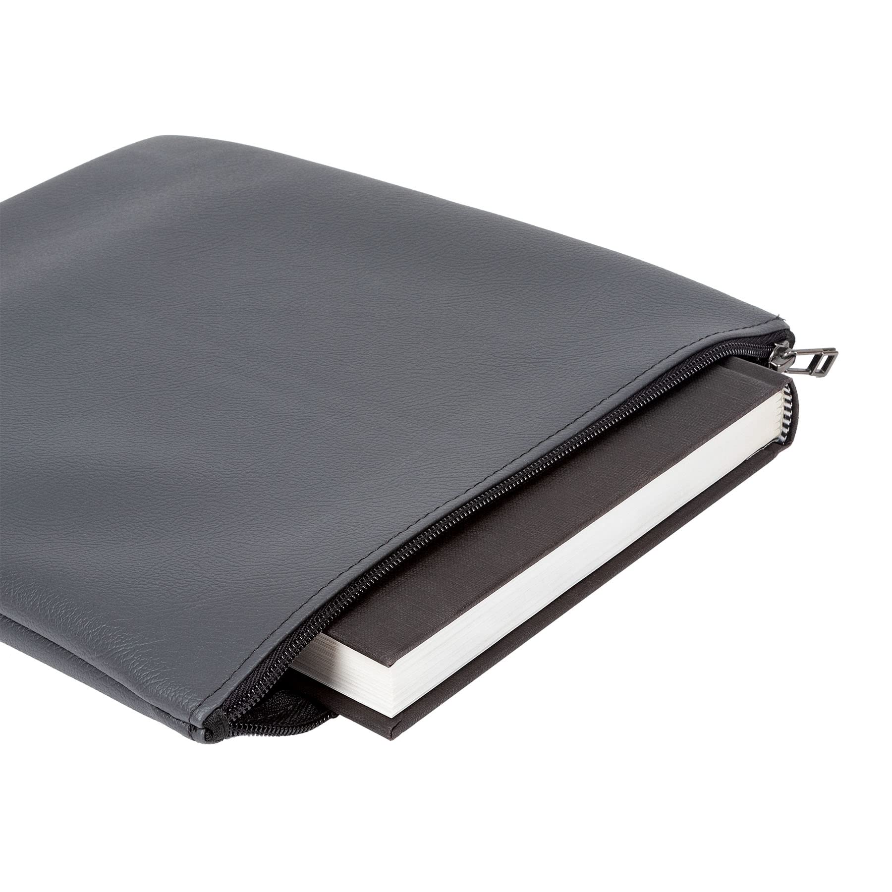 HOMELAY Faux Leather Book Cover, 26 x 29.5 cm, Zipper Closure, Anthracite