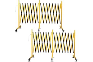 Ntiibcuy Metal Expandable Barricade｜23FT Folding Security Gate Safety Barrier with Casters｜Mobile Barrier Gate｜Traffic Fence for Construction,Traffic Control,Cordon,Pool｜Yellow Black(3 PCS)