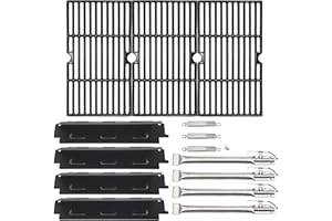Hisencn Grill Replacement Parts for Charbroil 4 Burner 461442114, 461473419, 461472719, 463441514, 461442113, G431-0300-w2a, G433-0016-W1, G432-001N-W1, Grill Burner, Heat Plate and Cooking Grates
