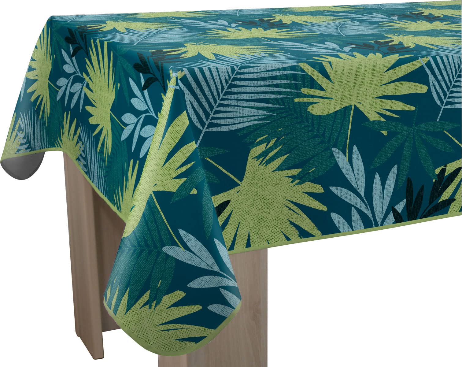 Le linge de Jules Bali Stain-Resistant Tablecloth Rectangular 150 x 200 cm, Blue, Green