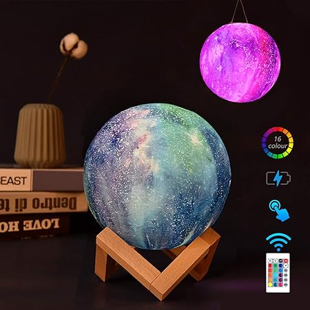 Petrip Moon Lamp Moon Night Light Decorative Galaxy Lamp Touch