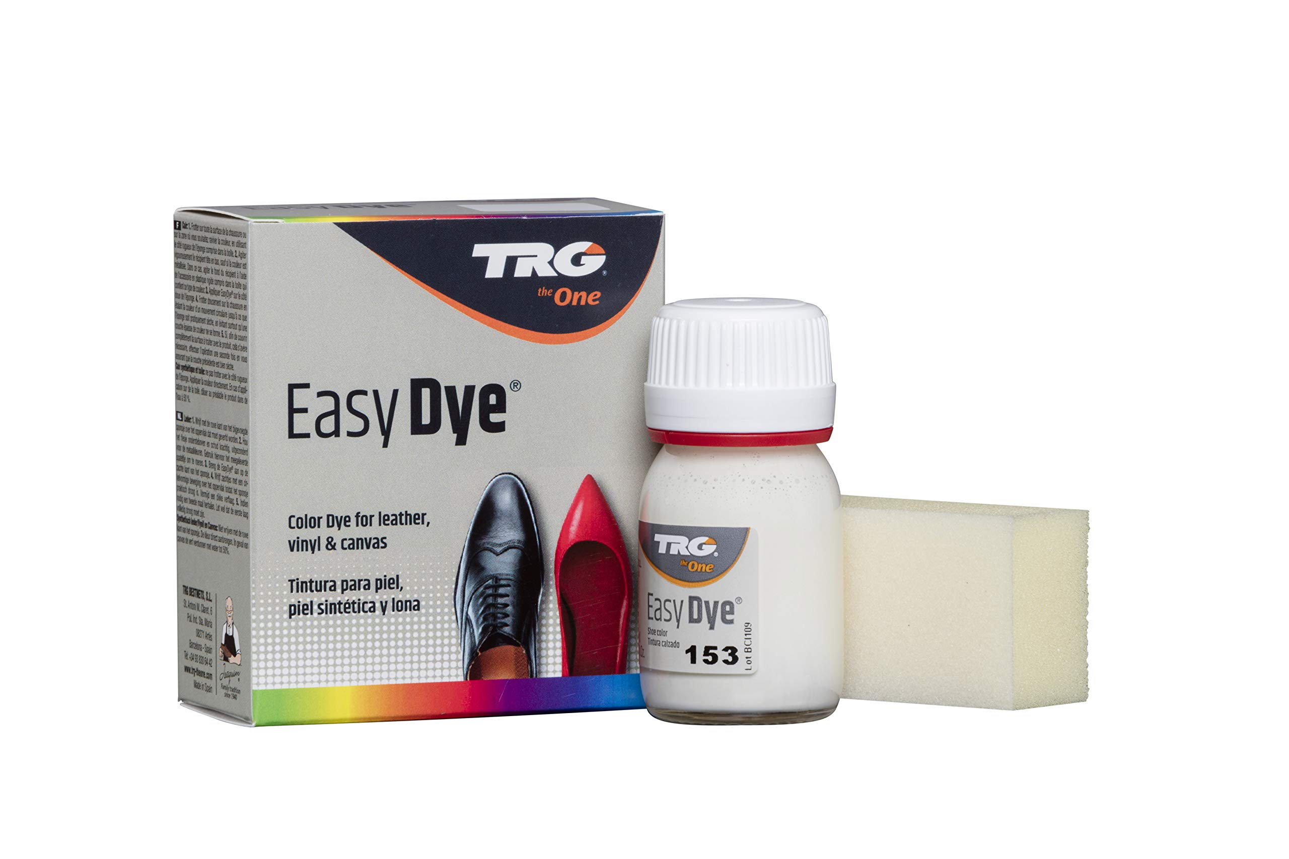 TRG The One Easy Dye, Leather Shoe Color Restore Paint, 153 Off White, 25 ml