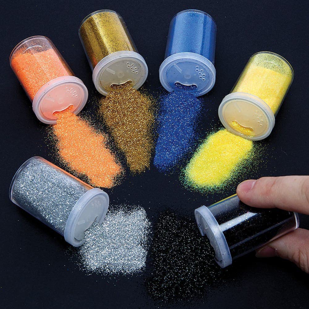 Baker Ross FX138 Solar System Glitter Shakers - Pack of 6, Glitter Arts and Crafts Supplies for Kids, Children's Crafting Supplies