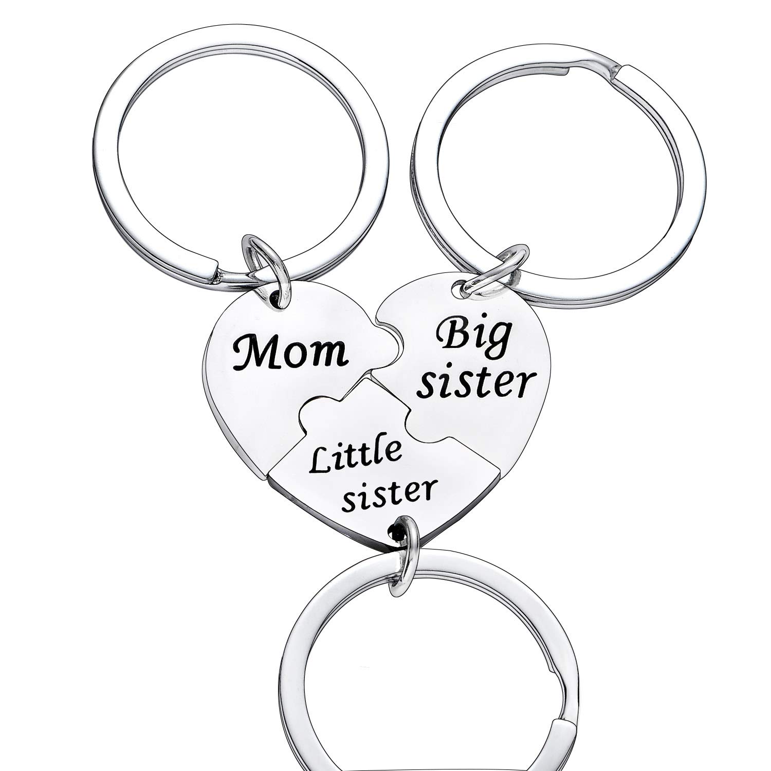 BESPMOSP 3PC Mom Big Sis Little Sis Keychain Mum Daughters Keyring Mother's Day Gifts Best Friend Jewellery