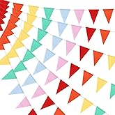 HESTYA 42 Pieces Colorful Pennant Banner Flag Multicolor Bunting Triangle Banner Pastel Pennants for Birthdays Easter School Carnival Garland Outdoor Events Party Hanging Decorations(Rainbow)