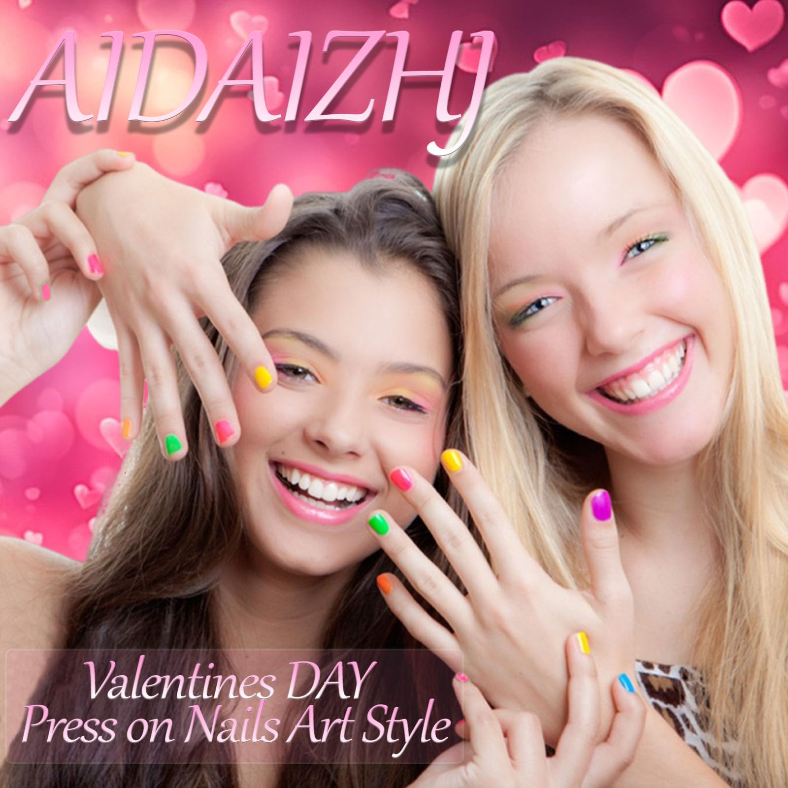 Press on Nails Medium Square With Bow Strawberry Designs Pink French Tip Red Acrylic Nude False Heart Stick on for Women 24Pcs - Image 7