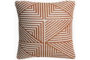 Fab Habitat Outdoor Premium Recycled Plastic Pillow - Waterproof, Fade Resistant - Modern Geometric - Patio, Porch, Deck, Balcony - Tokyo - Burnt Orange - 16.5" x 16.5"