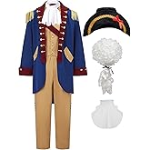 aicoaub Mens Founding Father Costume Adult Colonial Costume Outfit Revolutionary War General Outfit