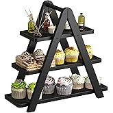 3 Tier Serving Tray Cupcake Stand and Towers Serving Tray for Party Food Tray Farmhouse Serving Platter Decorative Tray Decor Dessert Display Set Tiered Tray Stand (Black)