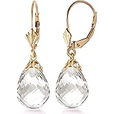 Galaxy Gold GG 14k Solid Gold White Topaz Leverback Earrings