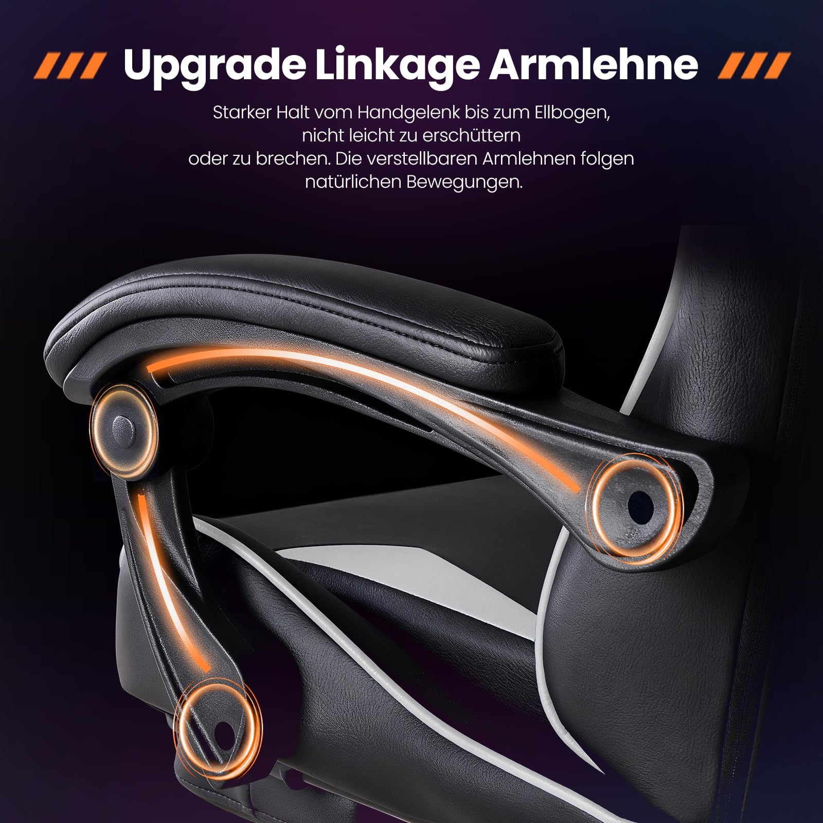 Sweetcrispy Gaming Stuhl, Gaming Chair mit Fußstütze Kopfstütze Lendenwirbelstütze, Ergonomischer PC Stuhl, Höhenverstellbarer Bürostuhl Computerstuhl, Drehbarer Schreibtischstuhl, Modernes Weiß 4