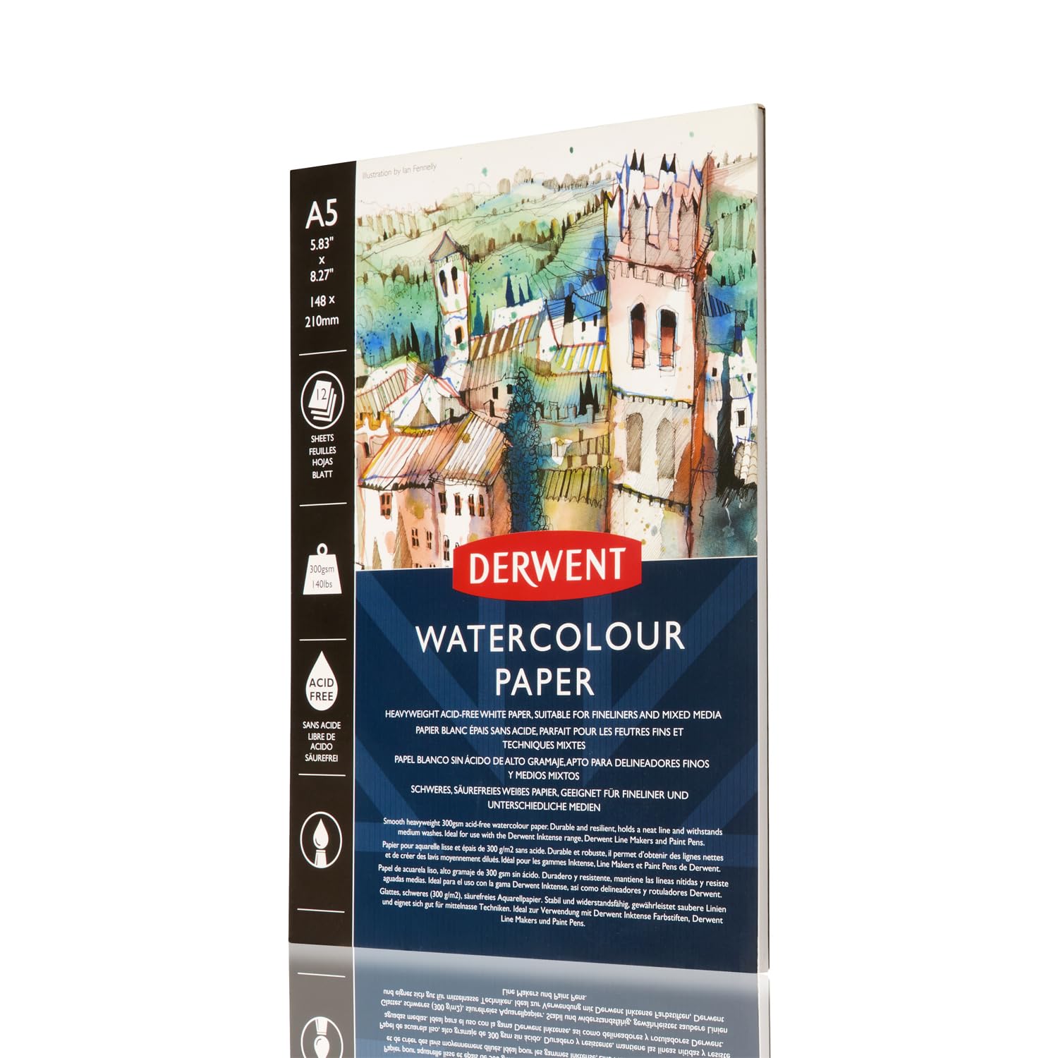 Derwent A5 Watercolour Paper Pad,white, 12 Sheets