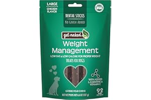 N-Bone 700484 Get Naked Grain Free 1 Pouch 6.6 oz Weight Management Dental Chew Sticks, Large