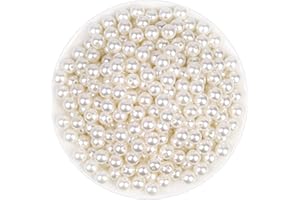 Pearl Beads for Craft, Anezus 500pcs Ivory Faux Fake Pearls, 10 MM Small Sew on Pearl Beads with Holes for Jewelry Making, Br