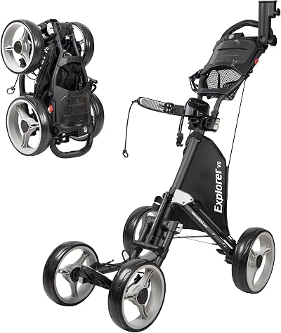 Caddytek Explorer Vsersion 8 4 Wheel Golf Push Cart Dark Grey