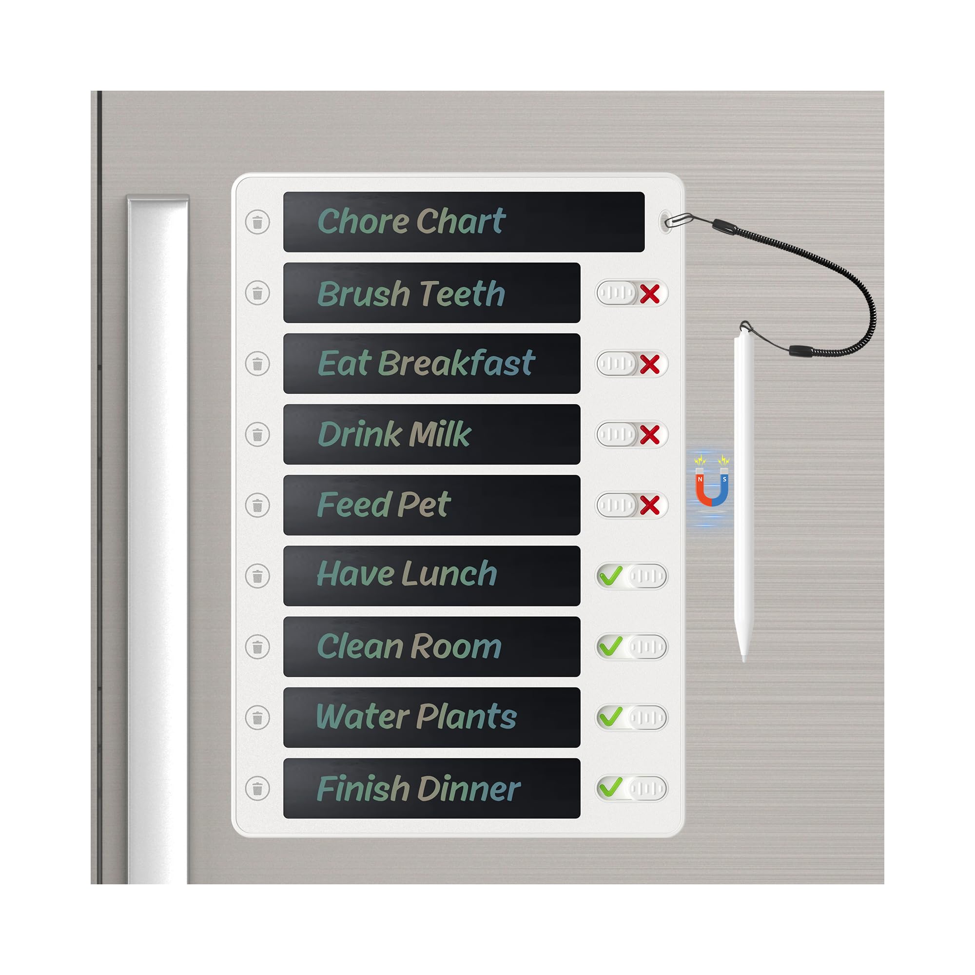 Photo 1 of Autonomier Upgrade 1Pack LCD Writing Tablet Magnetic Chore Chart, to Do List ADHD Tool, 10.3"X7.1" One-Click Clear Digital Rewritable Board for Fridge with 8 Sliders