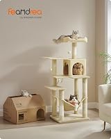 Feandrea Cat Tree Tower 143 cm Multi-Level Plush Condo Beige PCT161M01 view 2