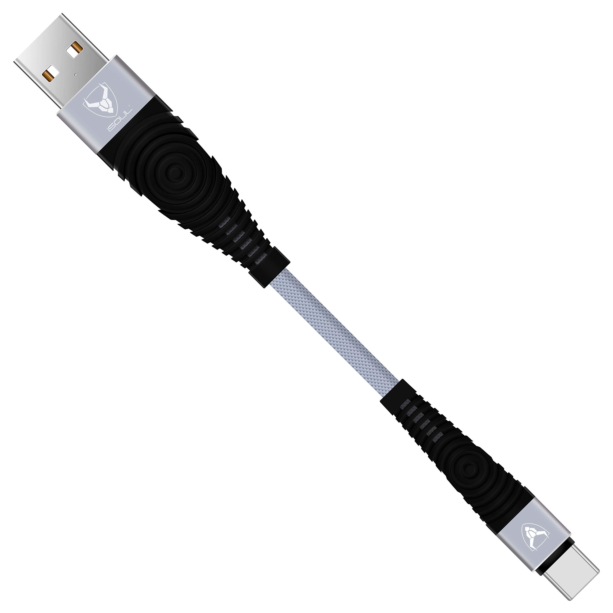 iSOUL USB C Cable [15cm] Data Sync High Speed Charging Nylon Braided Type C Fast Charger Lead Cord for Samsung Galaxy Huawei MacBook Xperia OnePlus Google Pixel Oculus Quest iPad 10.2" 2020 (8th Gen)