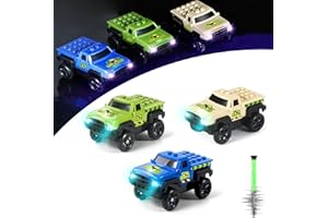 Save Unicorn Tracks Cars Replacement only,Track Cars for Tracks Glow in The Dark, Car Tracks Accessories with 3 Flashing LED Lights, Compatible with Most Car Tracks for Kids (3pack)