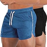 EVERWORTH Men's Athletic Shorts Gym Workout Short Shorts Casual Shorts Running Bodybuilding 5 Inch Inseam Shorts