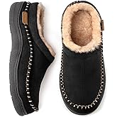 Zigzagger Men's Slip On Moccasin Slippers, Indoor/Outdoor Warm Fuzzy Comfy House Shoes, Fluffy Wide Loafer Slippers