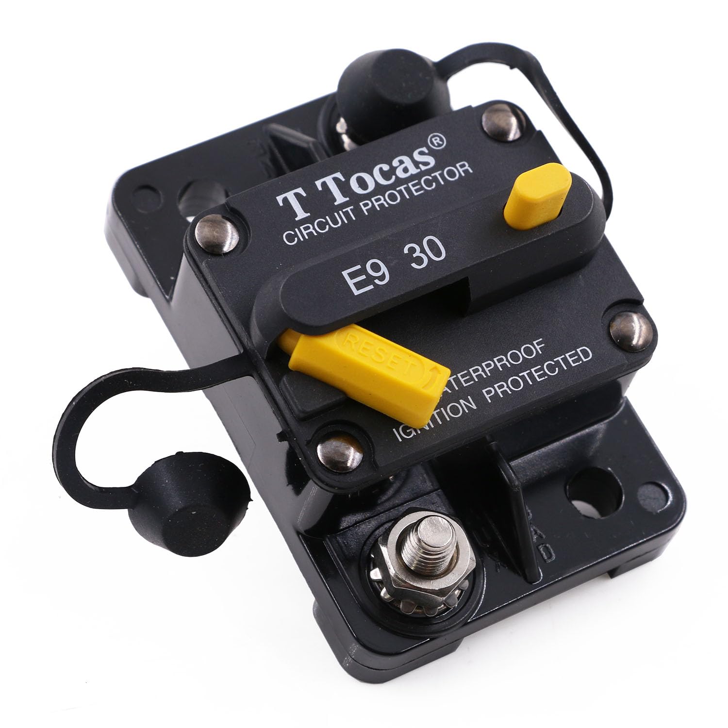 T Tocas Solid Circuit Breaker Switch Manual Reset 12V- 48V DC 30A, Resettable Battery Circuit Breakers 12 Volt 24V 30 Amp for Car Marine Boat RV Solar and More, Waterproof โ image 1