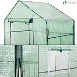 VOUNOT Walk In Greenhouse with Shelves Green 143x73x195cm Portable view 5