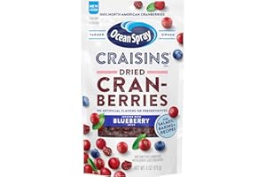 Ocean Spray® Craisins® Blueberry, Dried Cranberries Infused with Blueberry Juice, Dried Fruit, 6 Oz Pouch (Pack of 12)