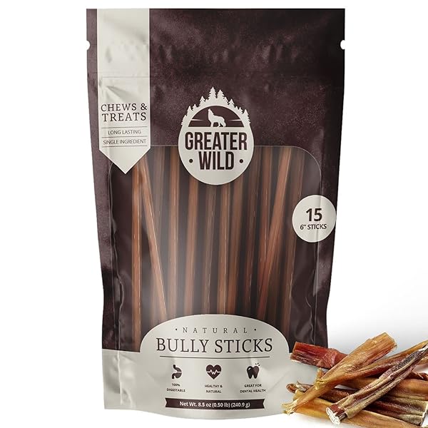 GREATER WILD 6 INCH BULLY STICKS DOG TREATS,...